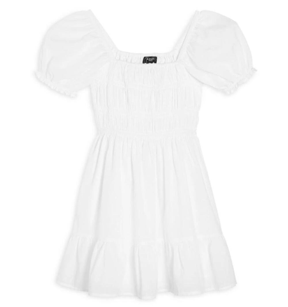 AQUA Girls' White Coral Dress - Little Kid SIZE L
